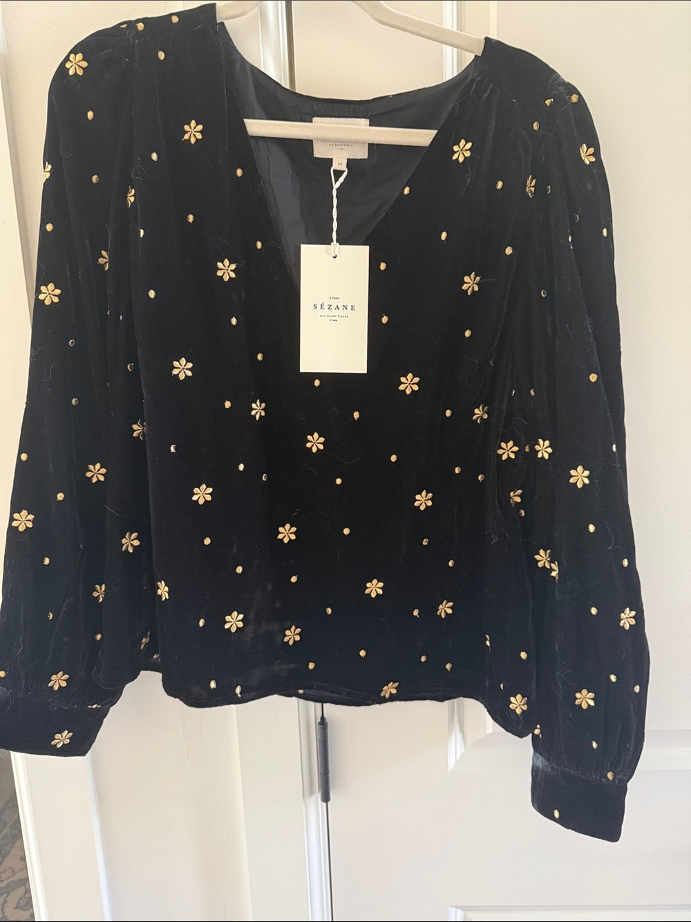 Sezane Galeo Blouse Flower And Polka Dot Embroidery - Size 8